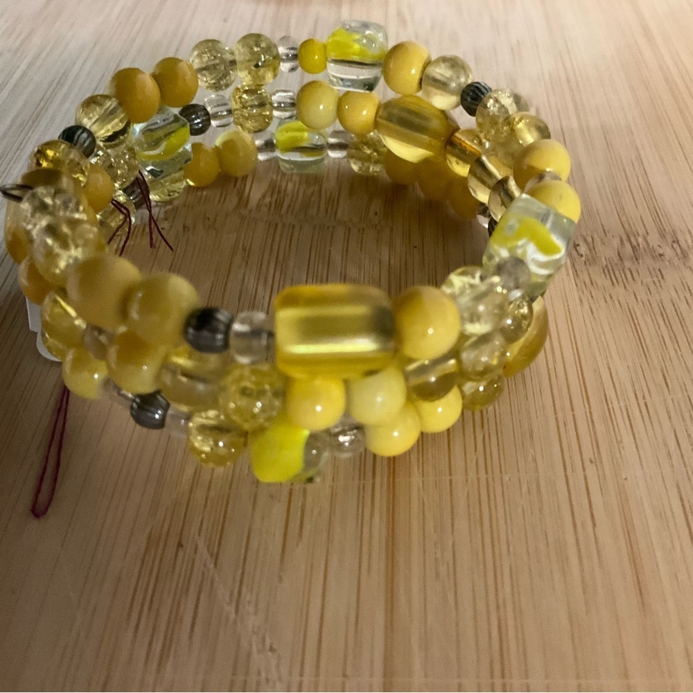 Hand Crafted Yellow Beaded Bracelet